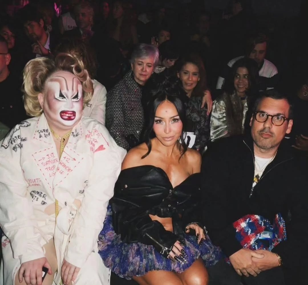 Ana Mary B in the audience of Maldito Paris’ first runway show in Brasil